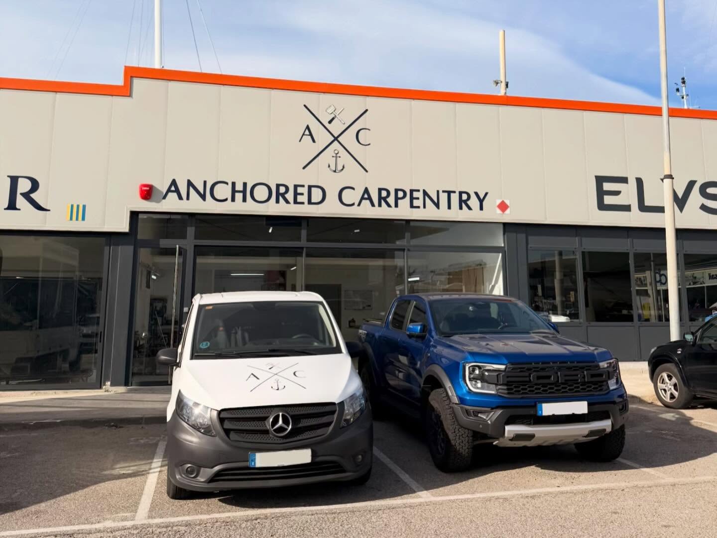 Exterior of the Anchored Carpentry workshop at Port Premià de Mar